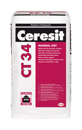 CT34 Gładki tynk mineralny do systemów ociepleń biały 25kg