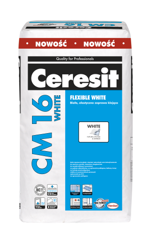 CM16 WHITE biały elastyczny klej do płytek   22,5kg