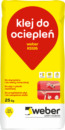 * KS126 klej do płyt rezolowych wełny i styropianu wzmocniony włóknami 6mm 25kg