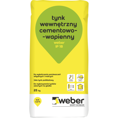 * IP18 tynk cementowo-wapienny podkładowy do pomieszczeń wilgotnych 25kg