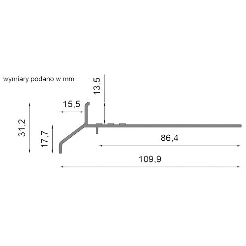 RENO K30 profil okapowy prosty 2mb szary RAL 7037