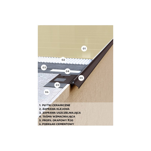 RENO K30 profil okapowy prosty 2mb brąz RAL 8019