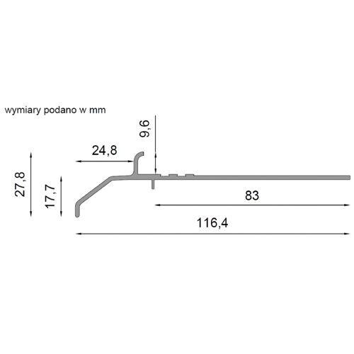 RENO K20 profil okapowy prosty 2mb grafit RAL 7024