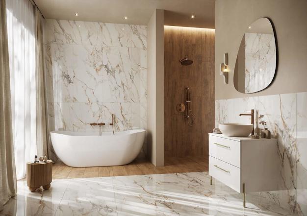Płytka uniwersalna CALACATTA ARIATTA WHITE POLISHED RECT 60X120 G1 opakowanie 1,44m2