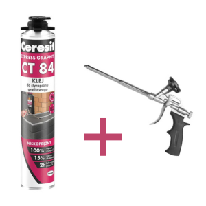 Zestaw 12 szt. CT84 Express Graphite klej poliuretanowy do styropianu grafitowego 850ml + pistolet GRATIS
